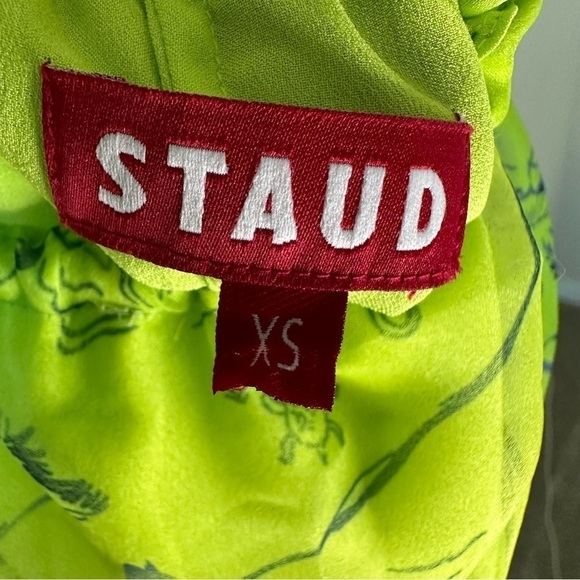 STAUD Neem Printed Georgette Maxi Dress In Green SZ XS - Picture 9 of 10